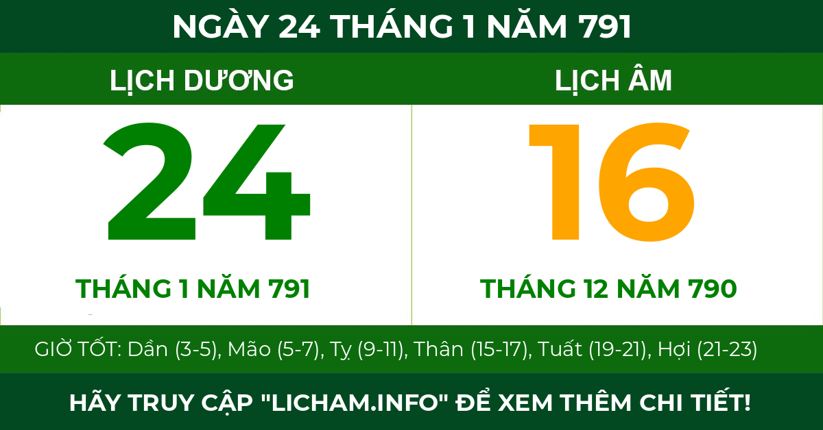 lịch âm ngày 24 tháng 1 năm 791