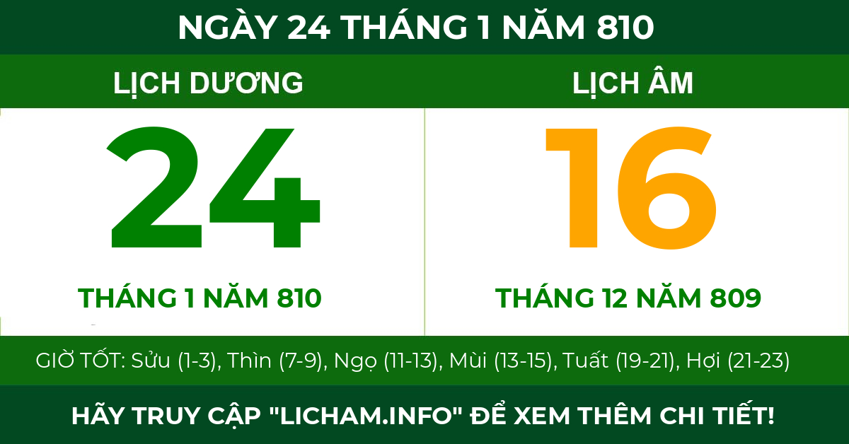 lịch âm ngày 24 tháng 1 năm 810