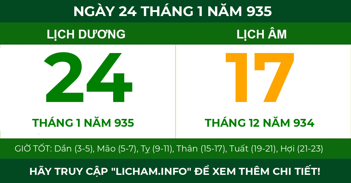 lịch âm ngày 24 tháng 1 năm 935