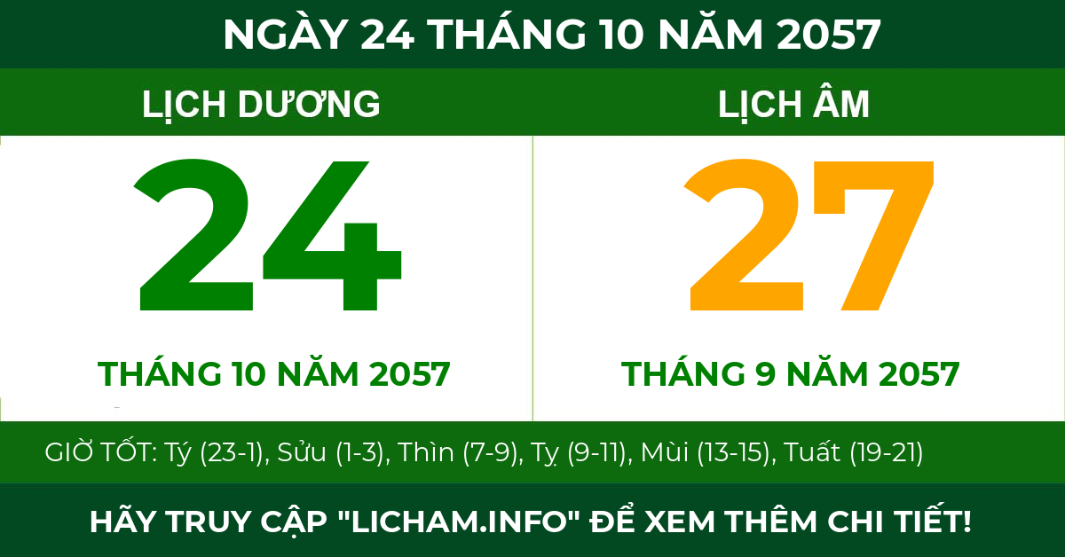 lịch âm ngày 24 tháng 10 năm 2057