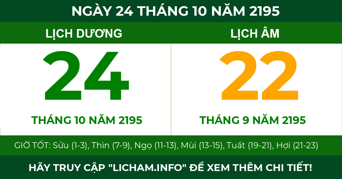 lịch âm ngày 24 tháng 10 năm 2195