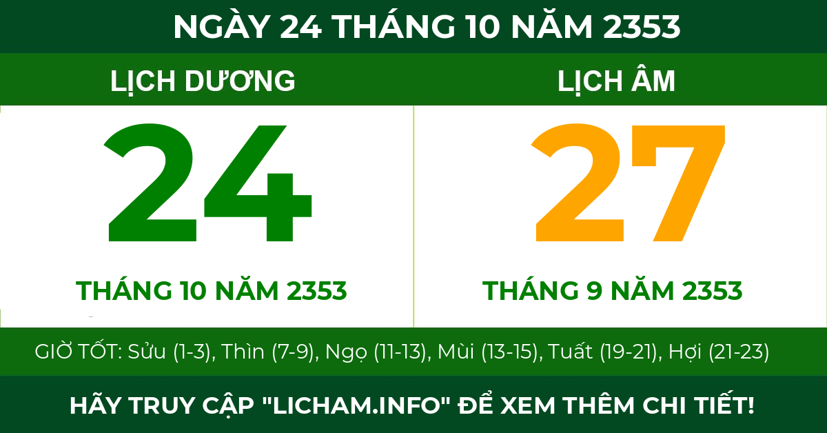 lịch âm ngày 24 tháng 10 năm 2353
