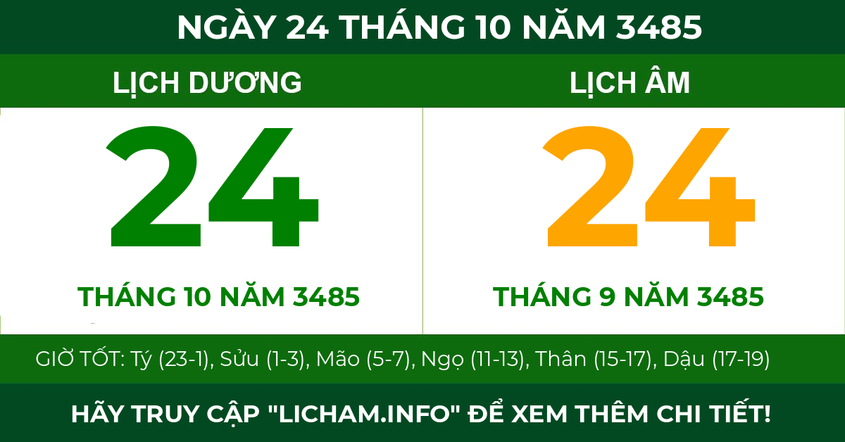 lịch âm ngày 24 tháng 10 năm 3485