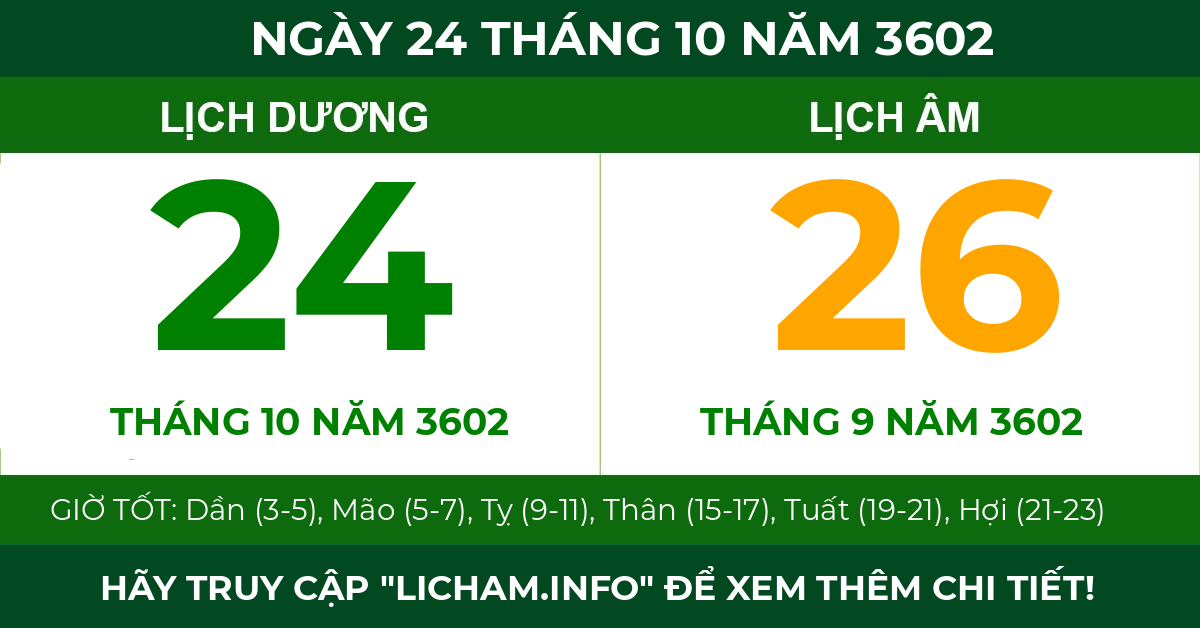 lịch âm ngày 24 tháng 10 năm 3602