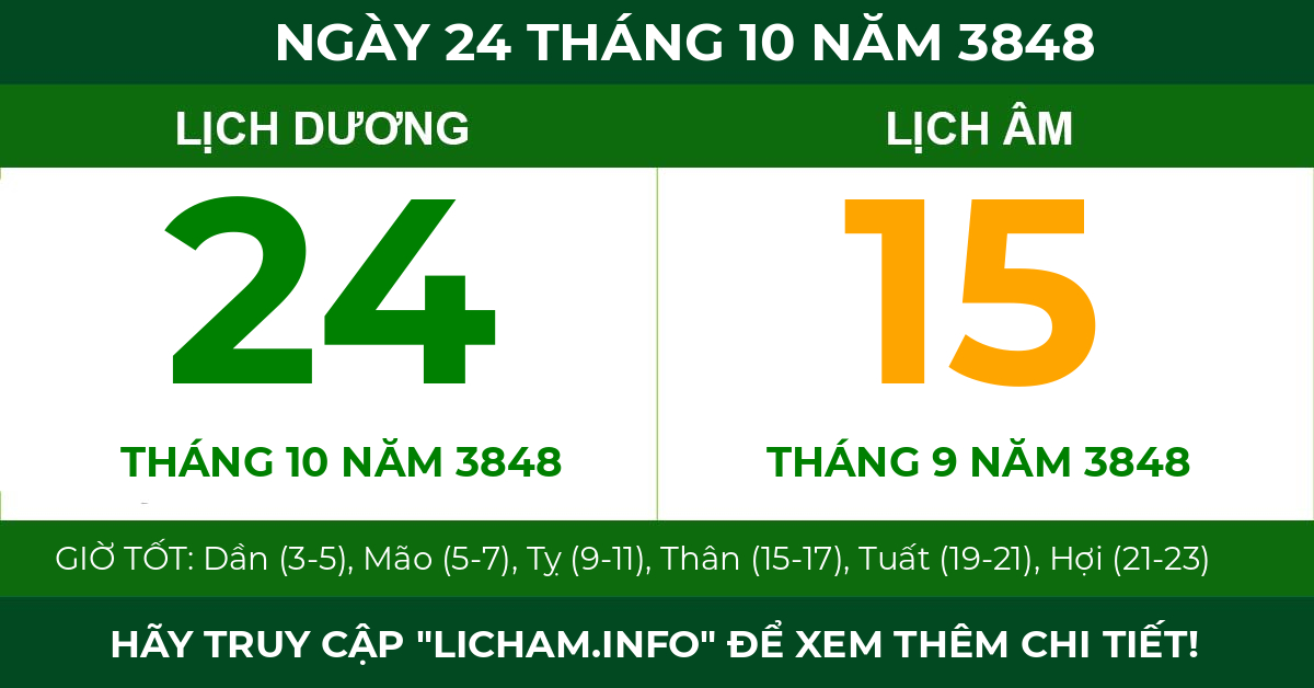 lịch âm ngày 24 tháng 10 năm 3848