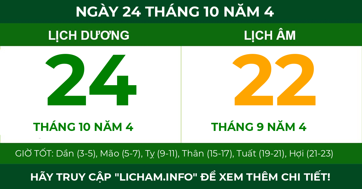 lịch âm ngày 24 tháng 10 năm 4