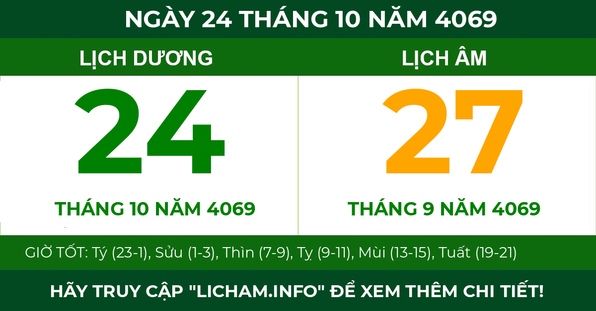 lịch âm ngày 24 tháng 10 năm 4069