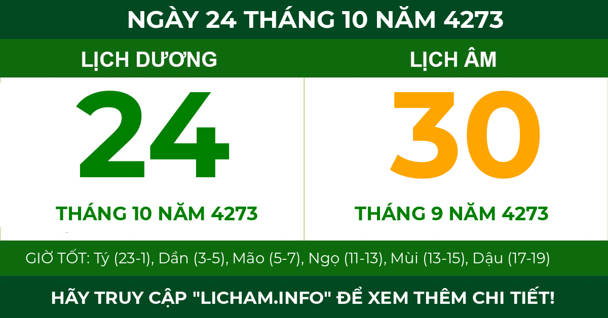 lịch âm ngày 24 tháng 10 năm 4273