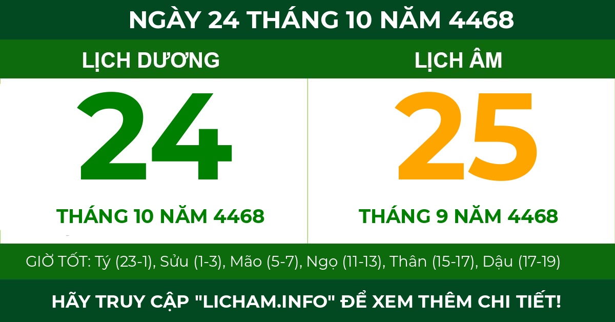 lịch âm ngày 24 tháng 10 năm 4468