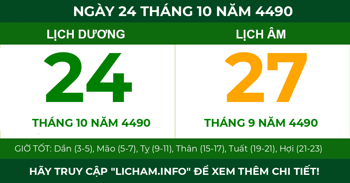 lịch âm ngày 24 tháng 10 năm 4490