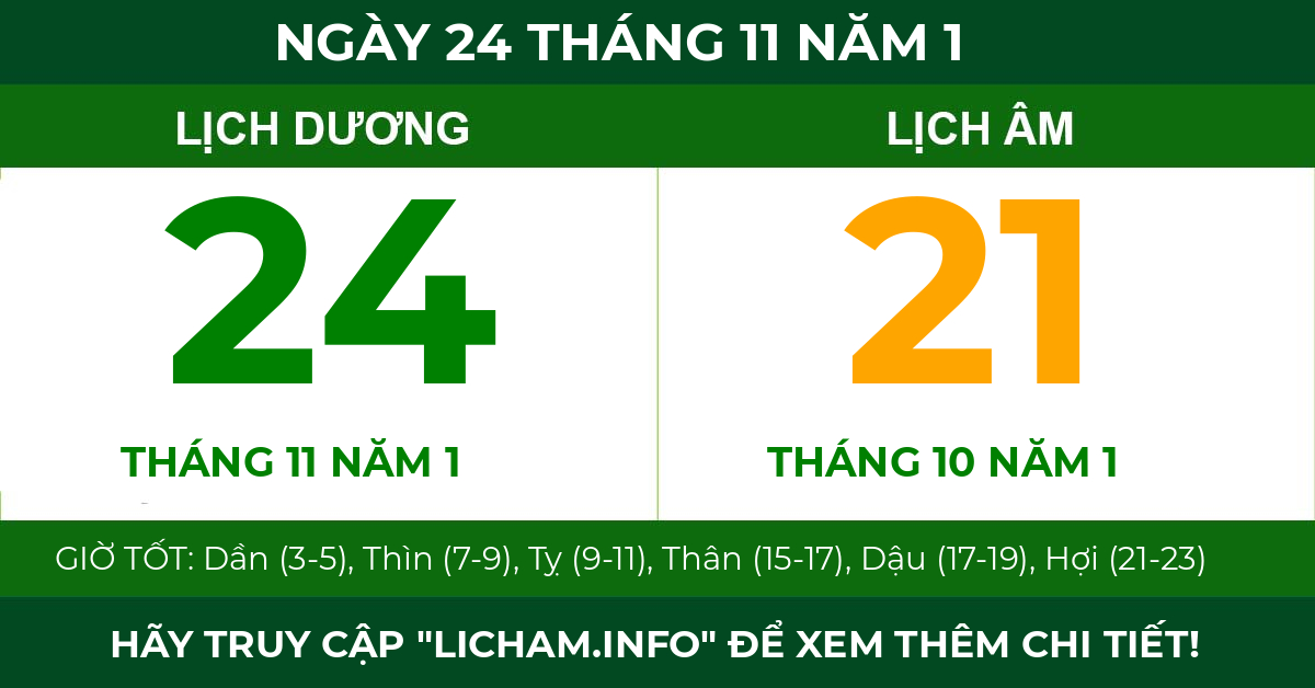lịch âm ngày 24 tháng 11 năm 1