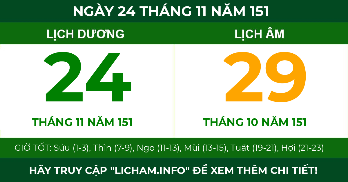 lịch âm ngày 24 tháng 11 năm 151