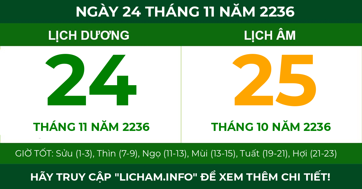 lịch âm ngày 24 tháng 11 năm 2236