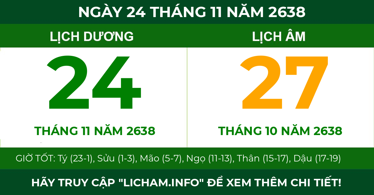 lịch âm ngày 24 tháng 11 năm 2638