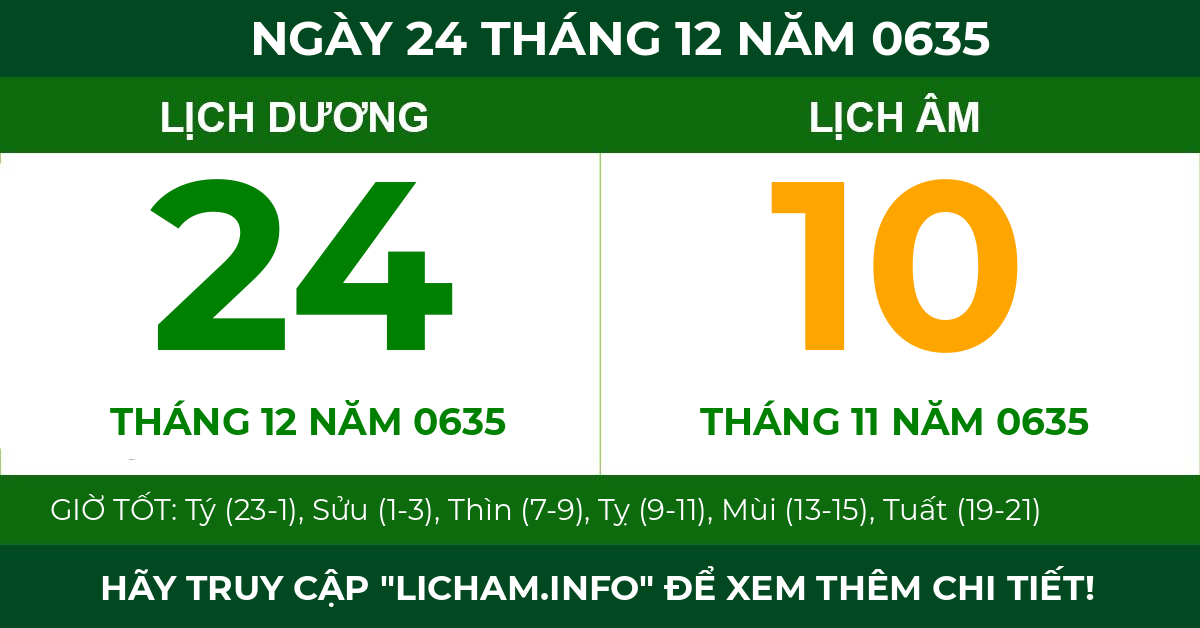 lịch âm ngày 24 tháng 12 năm 0635
