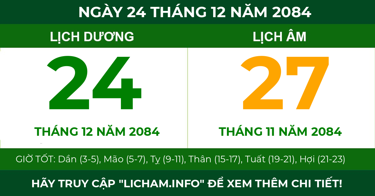 lịch âm ngày 24 tháng 12 năm 2084