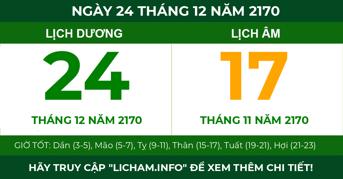 lịch âm ngày 24 tháng 12 năm 2170
