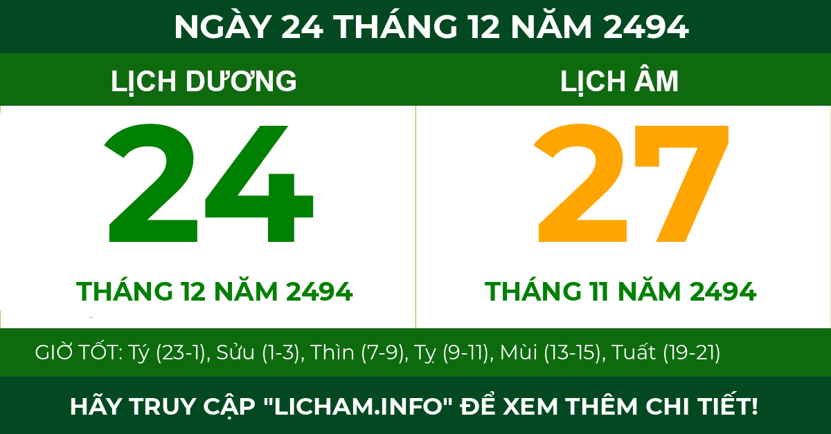 lịch âm ngày 24 tháng 12 năm 2494