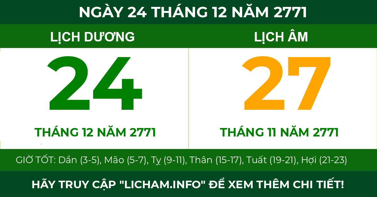 lịch âm ngày 24 tháng 12 năm 2771