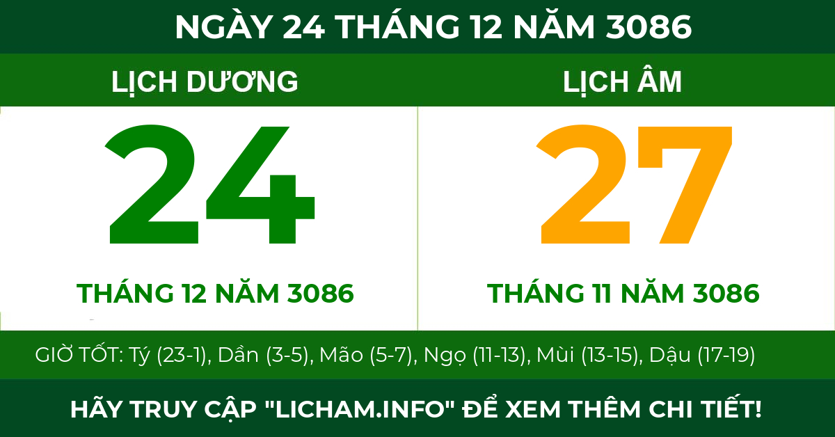 lịch âm ngày 24 tháng 12 năm 3086