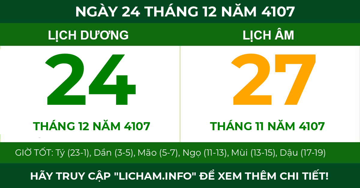 lịch âm ngày 24 tháng 12 năm 4107