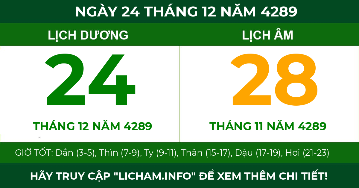 lịch âm ngày 24 tháng 12 năm 4289