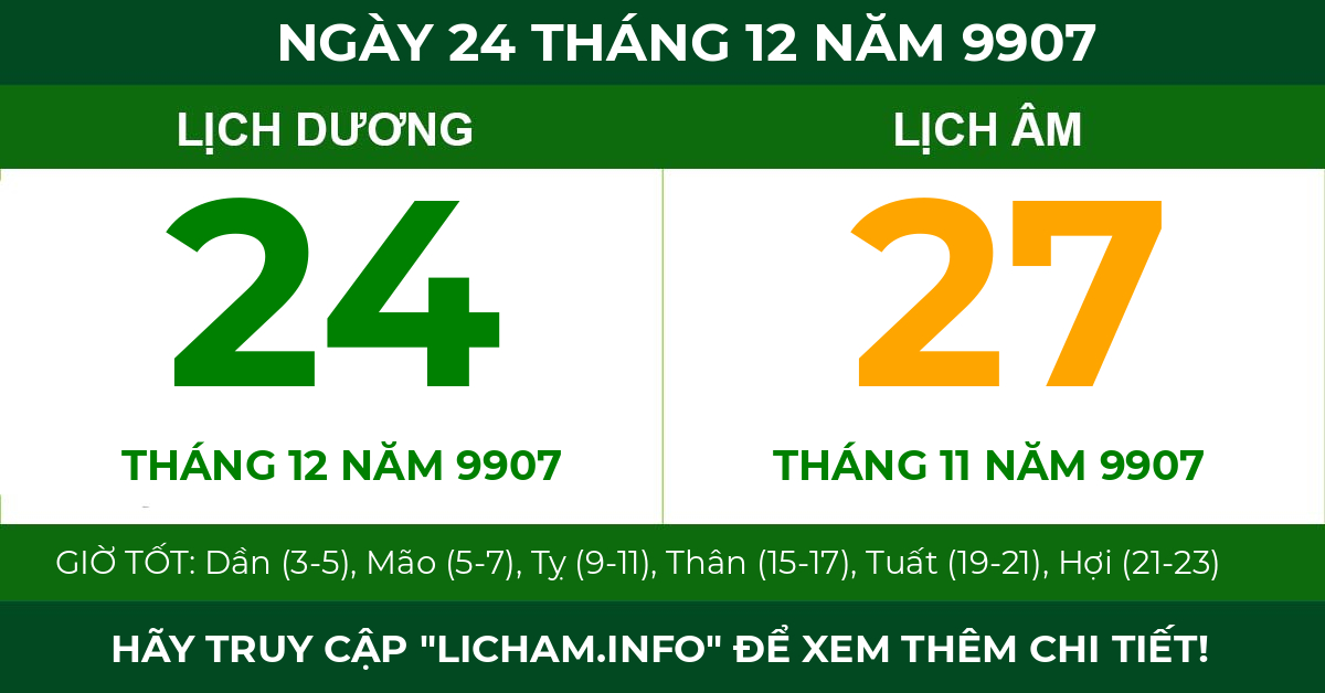 lịch âm ngày 24 tháng 12 năm 9907