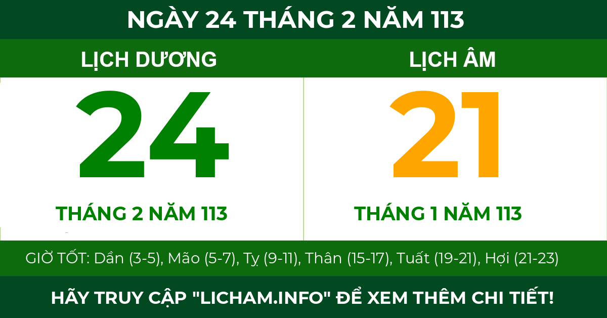 lịch âm ngày 24 tháng 2 năm 113