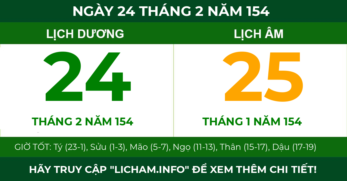 lịch âm ngày 24 tháng 2 năm 154