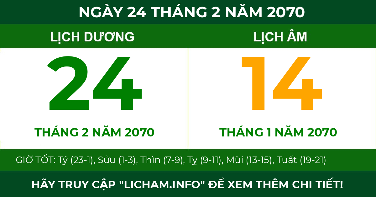 lịch âm ngày 24 tháng 2 năm 2070