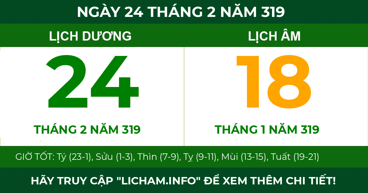 lịch âm ngày 24 tháng 2 năm 319