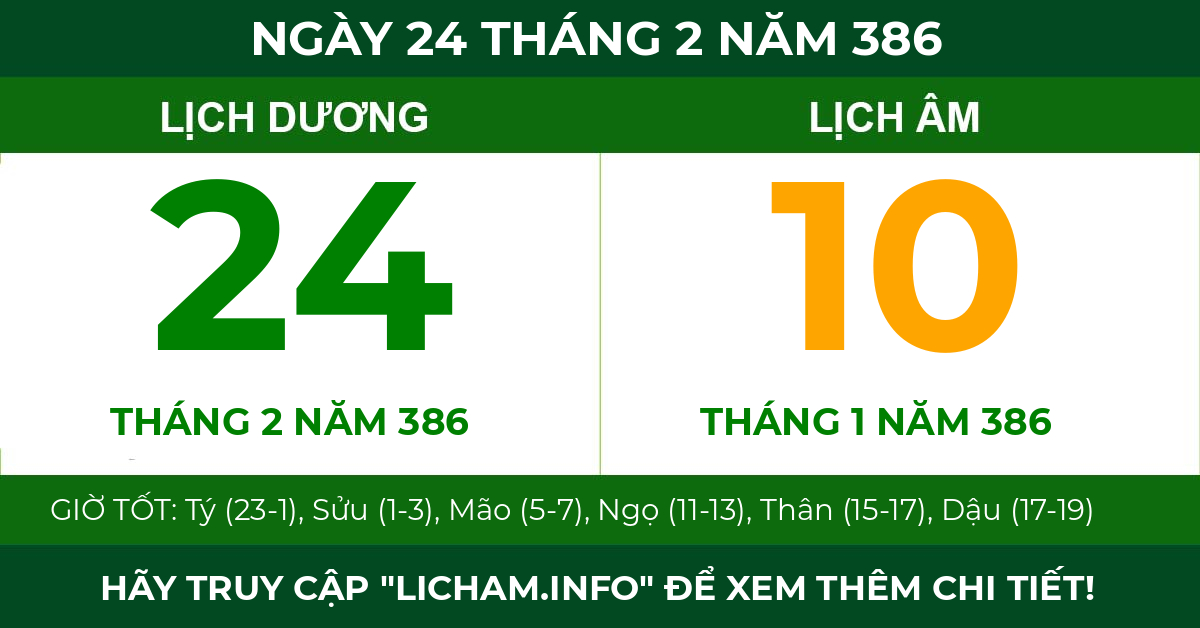 lịch âm ngày 24 tháng 2 năm 386
