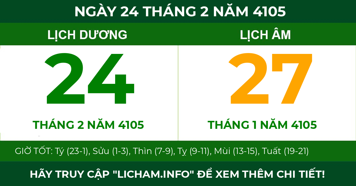 lịch âm ngày 24 tháng 2 năm 4105