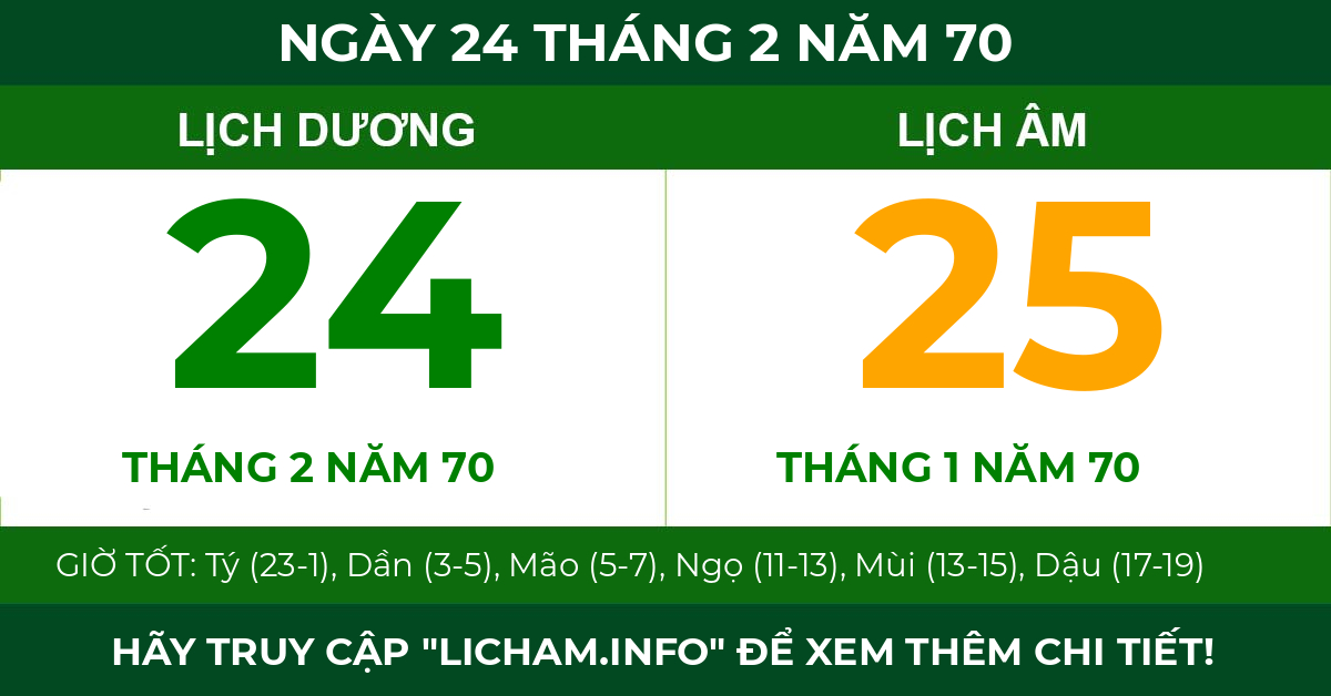 lịch âm ngày 24 tháng 2 năm 70