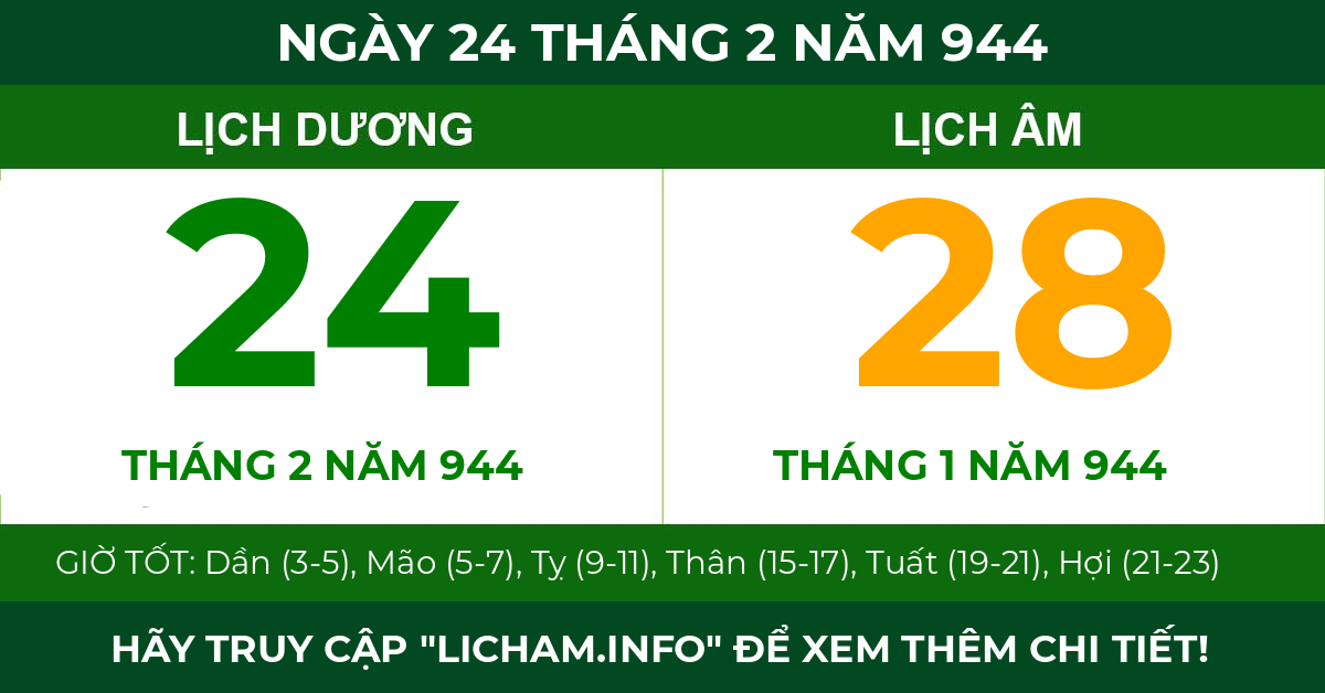 lịch âm ngày 24 tháng 2 năm 944