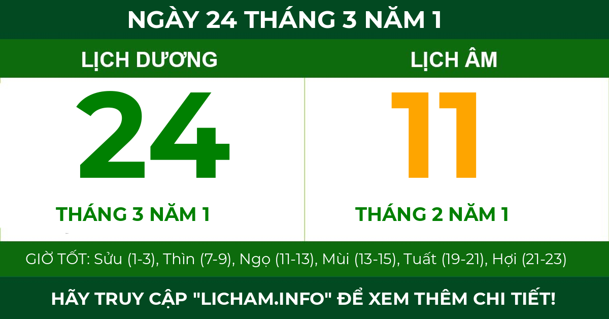 lịch âm ngày 24 tháng 3 năm 1