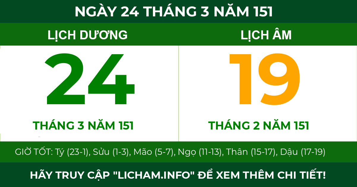 lịch âm ngày 24 tháng 3 năm 151