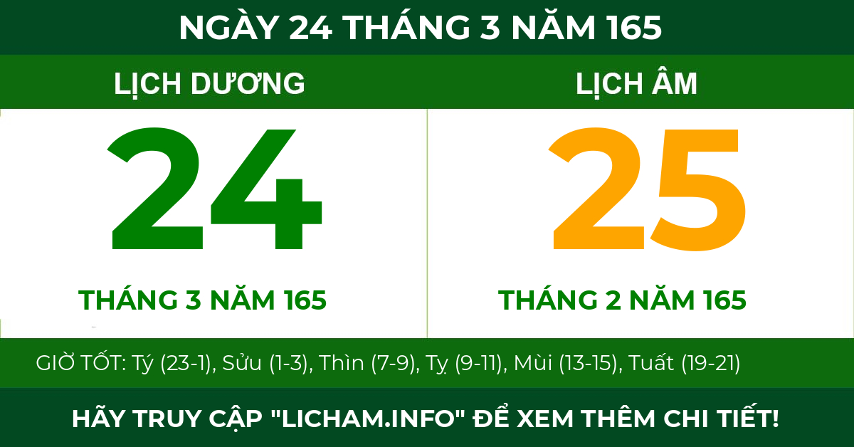 lịch âm ngày 24 tháng 3 năm 165