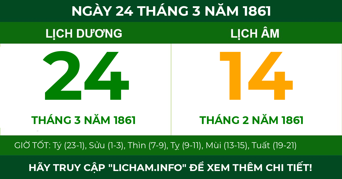 lịch âm ngày 24 tháng 3 năm 1861