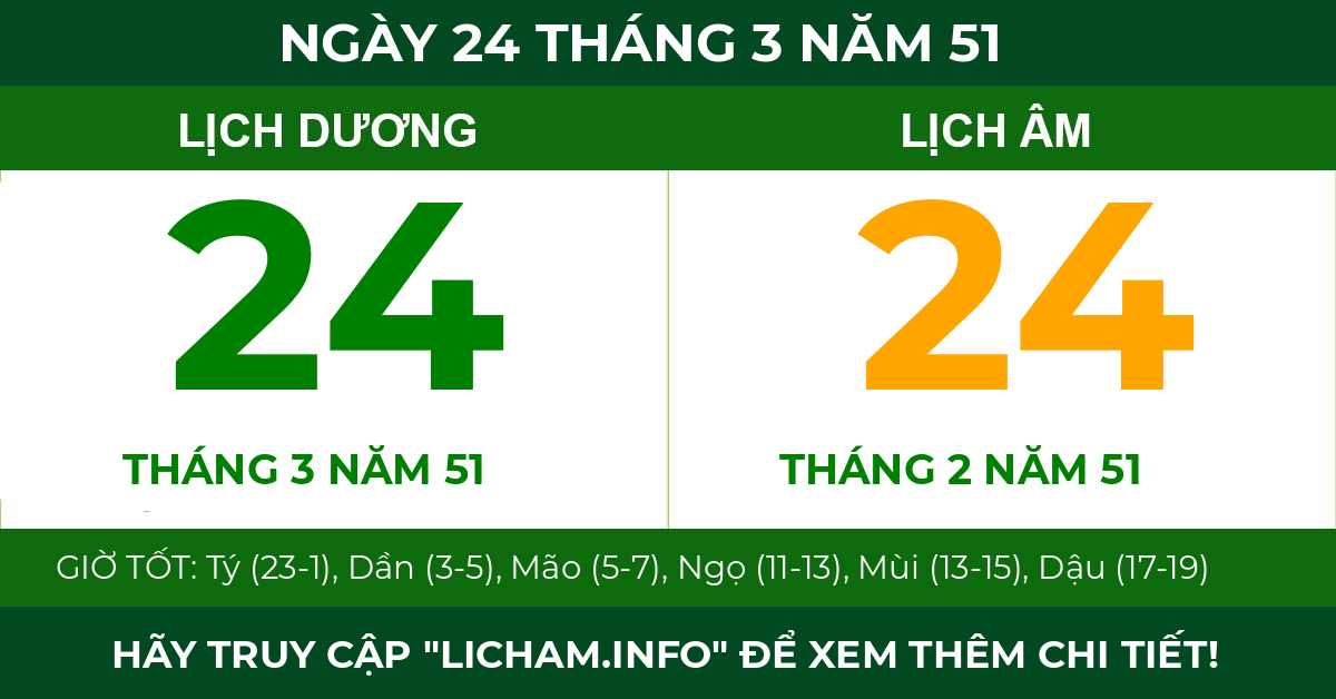lịch âm ngày 24 tháng 3 năm 51
