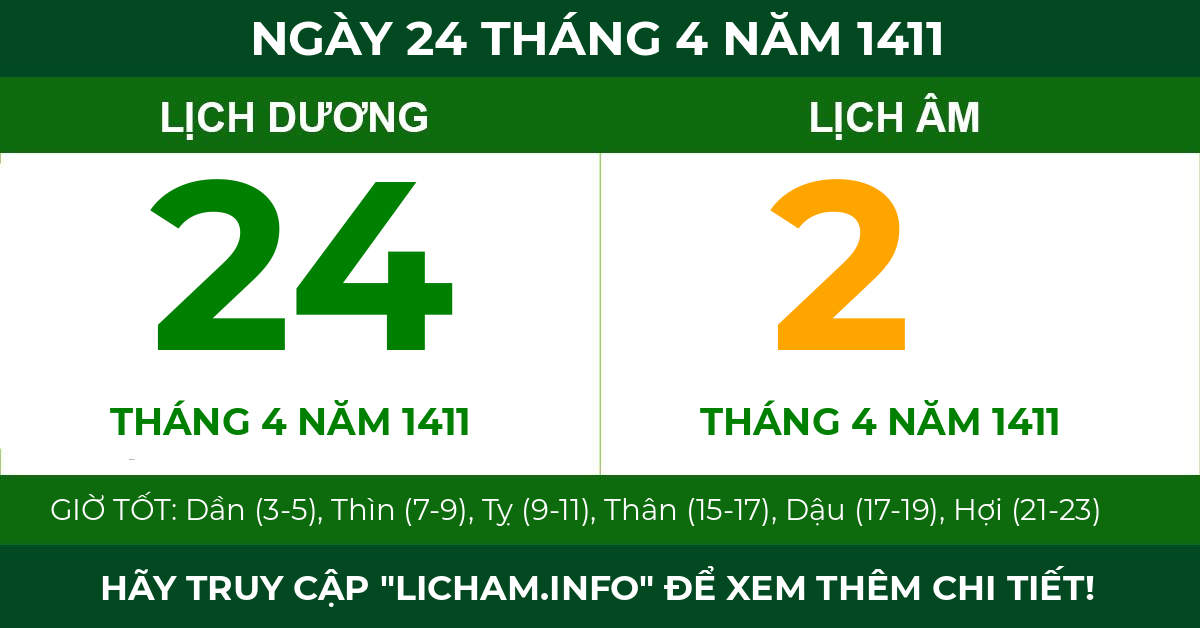 lịch âm ngày 24 tháng 4 năm 1411
