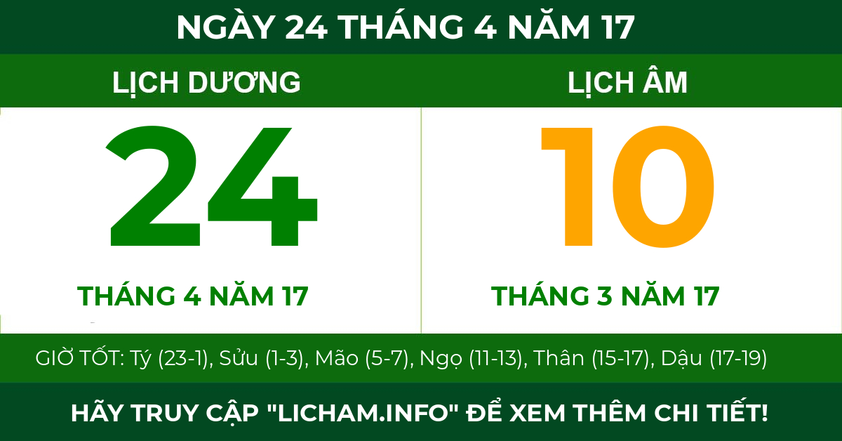 lịch âm ngày 24 tháng 4 năm 17