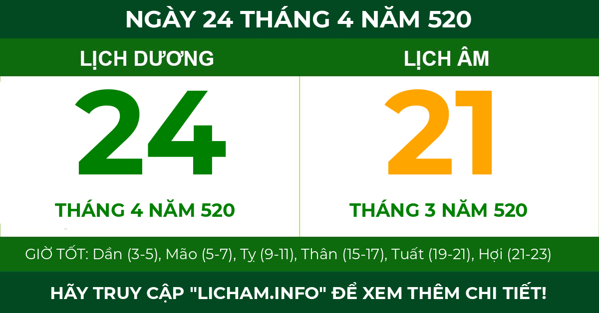 lịch âm ngày 24 tháng 4 năm 520