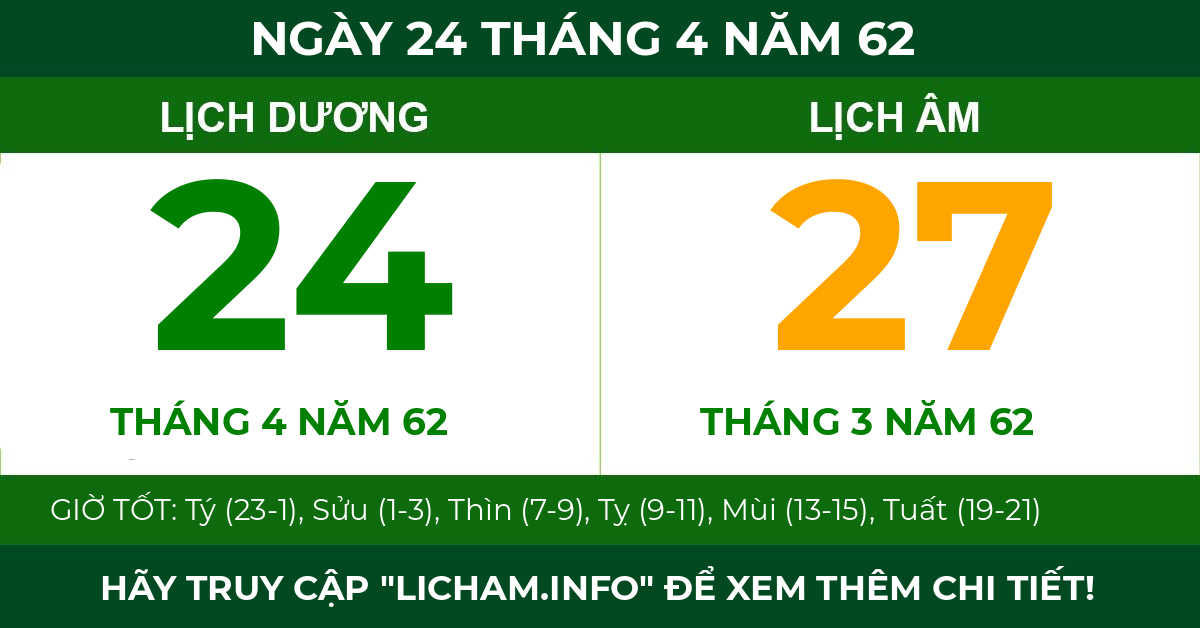 lịch âm ngày 24 tháng 4 năm 62