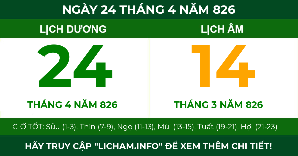 lịch âm ngày 24 tháng 4 năm 826