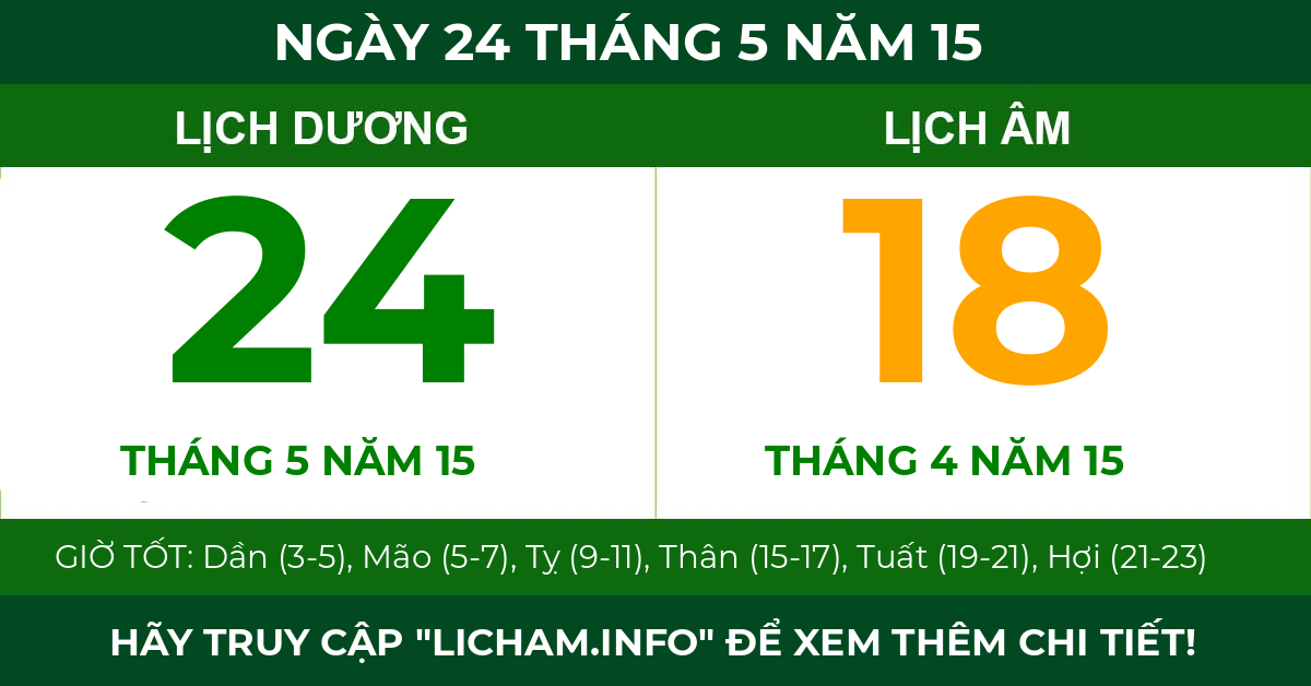 lịch âm ngày 24 tháng 5 năm 15