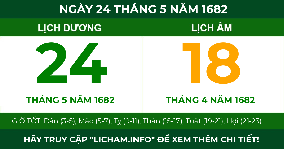 lịch âm ngày 24 tháng 5 năm 1682