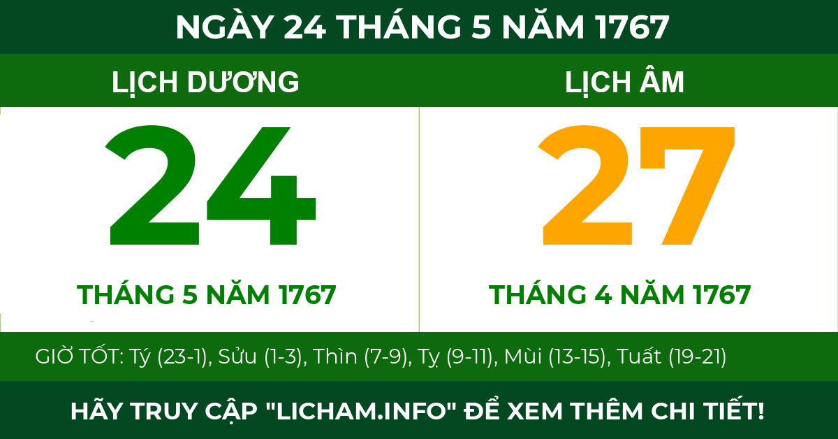 lịch âm ngày 24 tháng 5 năm 1767