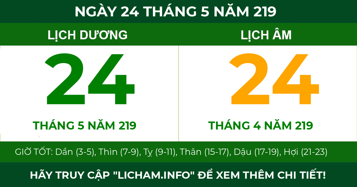 lịch âm ngày 24 tháng 5 năm 219