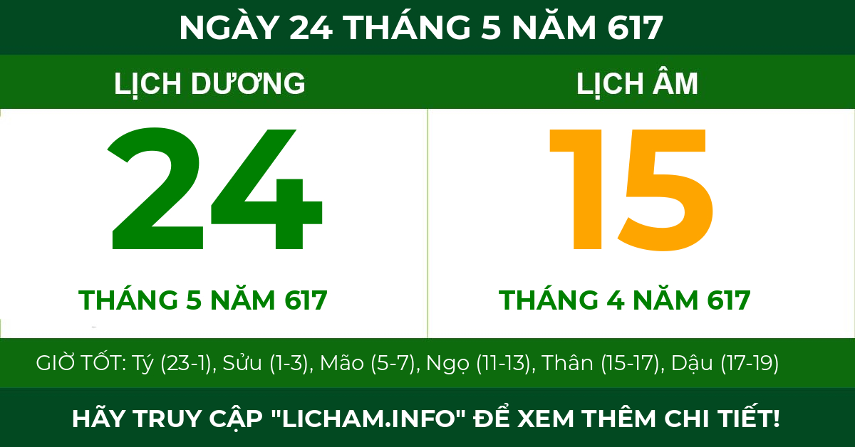 lịch âm ngày 24 tháng 5 năm 617